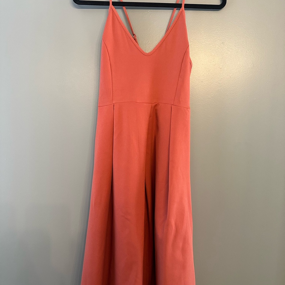 Elia-Cher Elegant Coral Sleeveless Dress